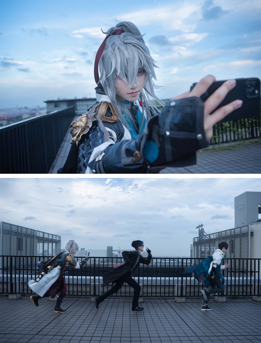 rugootkm's tweet image. 3人でスターレイルのコスプレやってきた！
刃目撃👀

🤳💥

#星核ハンター目撃情報 #スターレイル   #崩壊スターレイル