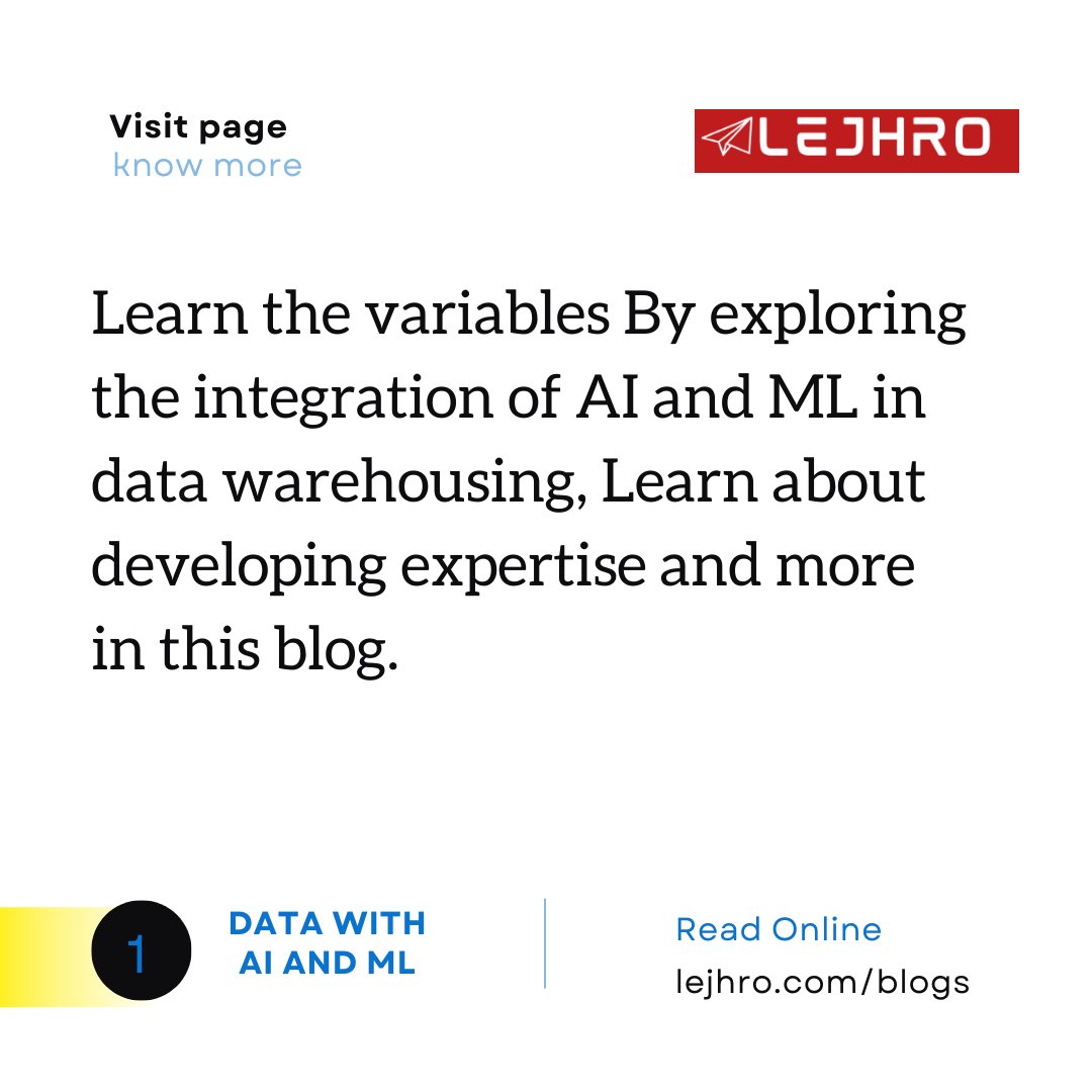 🚀 Experience the Data Warehousing Revolution! 🌐 Unlock the limitless potential of your data with the power of Artificial Intelligence (AI) and Machine Learning (ML). Discover a future where insights are at your fingertips and decision-making is data-driven.