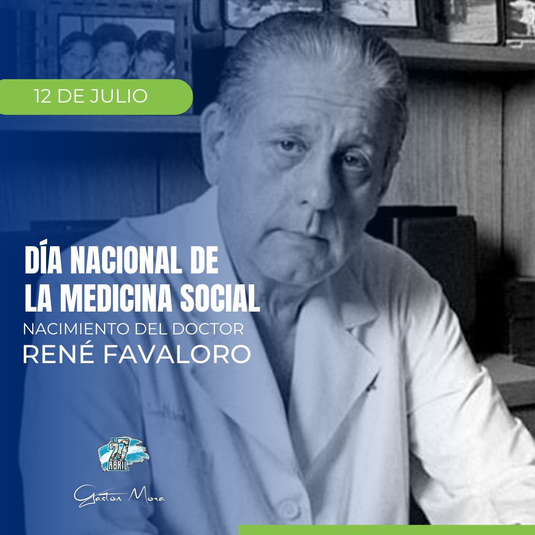 Gastonmoraok's tweet photo. 📆 12 de Julio | #RenèFavaloro
📍Un día como hoy de 1923 nació René Gerónimo Favaloro.
👉Reconocido internacionalmente por ser el promotor del bypass aortocoronario, Favaloro también se destacó por su conciencia social y su lucidez política.  
#100anosFavaloro  #RenèFavaloro https://t.co/Kzs5cZlMgp