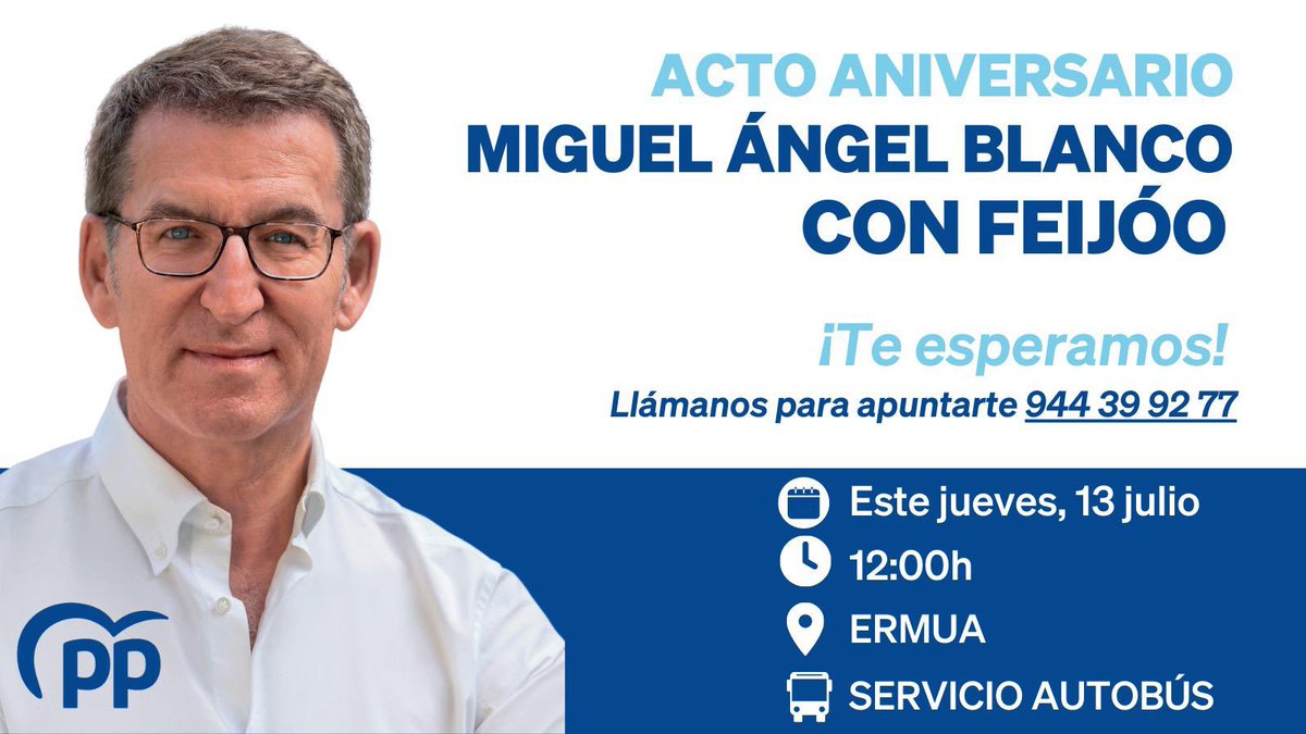 Mañana, como cada año, recordaremos en #Ermua a nuestro compañero asesinado por ETA #MiguelAngelBlanco 
Sus asesinos, colaboradores y jaleadores nunca serán hombres de paz por muy socios que sean del #sanchismo 
Las víctimas no se merecen la indignidad constante en la que viven.