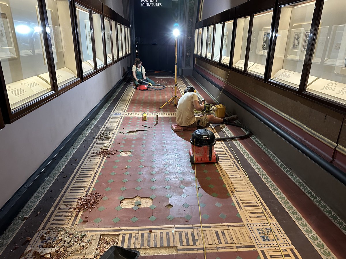 Back at the V&A London, carrying out geometric and encaustic tile repairs