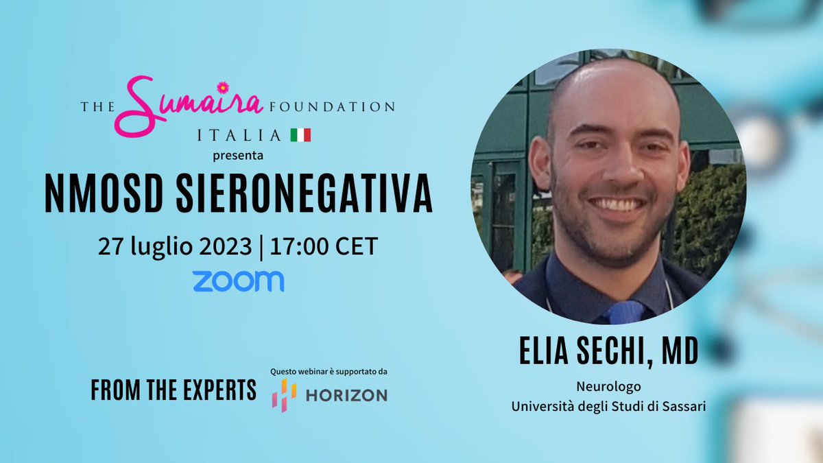 🇮🇹 Partecipa al nostro prossimo Webinar dal titolo: #NMOSD sieronegativa - 27 luglio alle 17.00 con la dr. Elia Sechi, neurologo presso l'Università degli Studi di Sassari. 

I partecipanti avranno l'opportunità di porre domande direttamente al Dr. Sechi

us02web.zoom.us/webinar/regist…