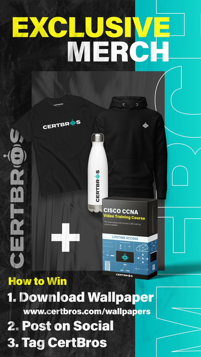 Giveaway Time! 🚨
To celebrate the new CertBros look, you can win some new merch and the CCNA course! 👇