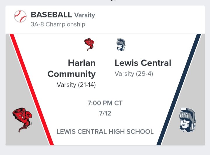 Bound Iowa (@bound_ia_) on Twitter photo π 3A-8 Championship π
βΎ Harlan Community Cyclones π Lewis Central Titans
π
Wednesday, July 12, 2023 - 7:00 PM CT
π Lewis Central High School
πΊ lucky.lvstreamhd.com/baseball
<a href="/HCSDActivities/">Harlan Cyclones</a> <a href="/OsbornMitch/">Mitch Osborn</a> <a href="/hcsdcyclones/">Harlan Community School District</a> <a href="/Cyclone_Bsball/">Cyclone Baseball</a> <a href="/LCHS_bsbl/">Lewis Central Titans Baseball</a> π 3A-8 Championship π
βΎ Harlan Community Cyclones π Lewis Central Titans
π
Wednesday, July 12, 2023 - 7:00 PM CT
π Lewis Central High School
πΊ lucky.lvstreamhd.com/baseball
<a href="/HCSDActivities/">Harlan Cyclones</a> <a href="/OsbornMitch/">Mitch Osborn</a> <a href="/hcsdcyclones/">Harlan Community School District</a> <a href="/Cyclone_Bsball/">Cyclone Baseball</a> <a href="/LCHS_bsbl/">Lewis Central Titans Baseball</a>