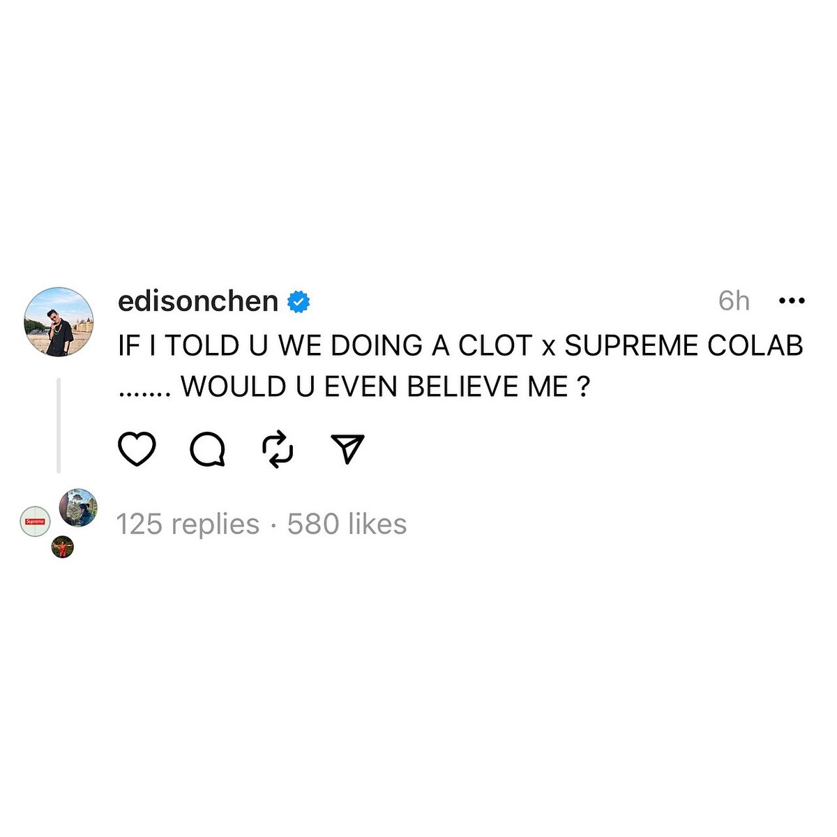 CLOT x Supreme Collaboration Edison Chen Reveal