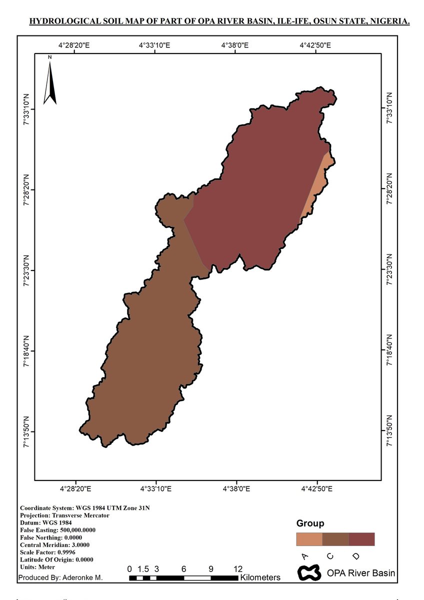 M_Adeeronke's tweet image. The Thematic layers overlayed to get the Runoff coefficients, using some blocks of codes made up of conditions derived from the curve numbers of Soil conservation service and processed in Raster Calculator on ArcMap
#gischat #RemoteSensing #Gisandmapping #gisanalysis #geospatial