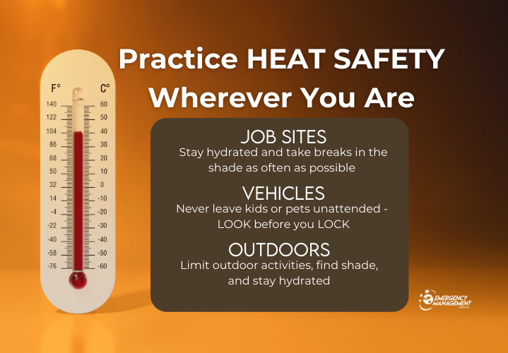 With the extreme heat forecasted to be over 100 for Saline County today, Saline County Emergency Management would like everyone to remember to practice heat safety! 

For more information on ways to practice heat safety visit: ready.gov/heat.

#KSPrepared #SACoReady