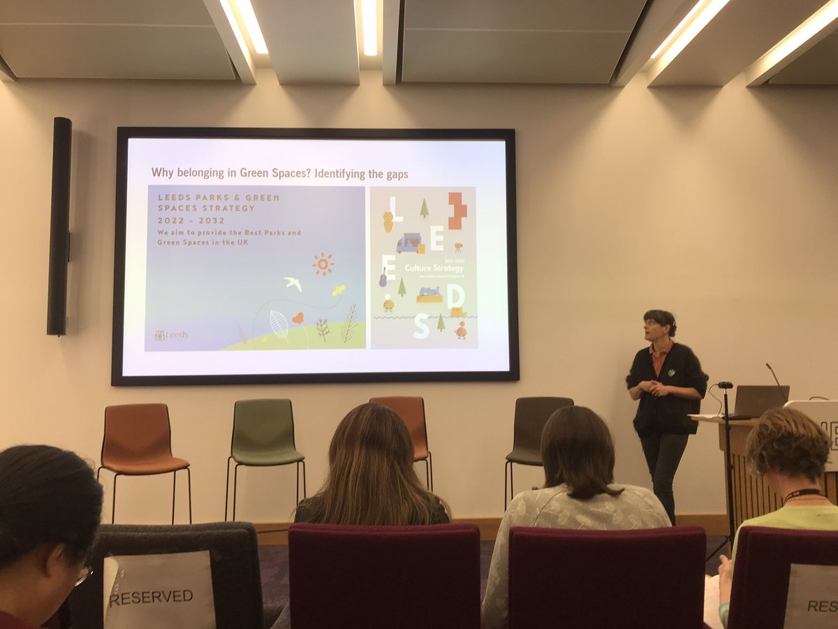 Our brilliant research fellow presenting our working on belonging in green spaces and impact for policy