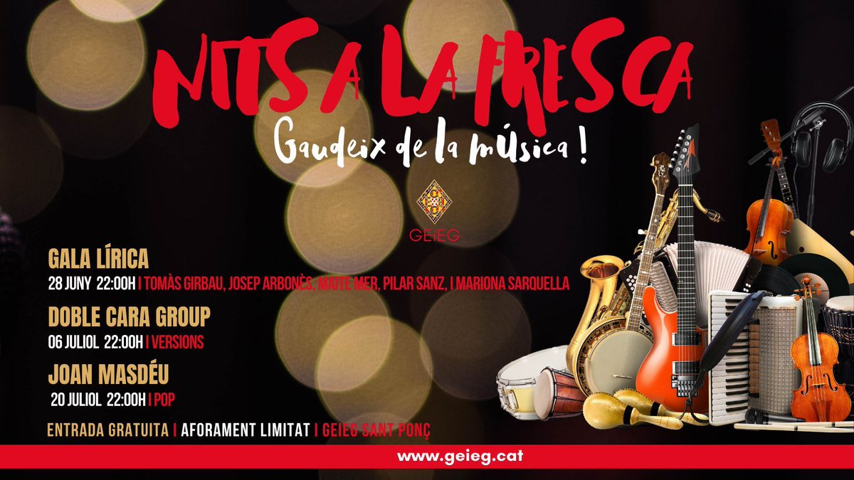 <a href="/JoanMasdeu/">Joan Masdéu</a> actuarà al GEiEG de Sant Ponç dijous que ve dia 20 de juliol. És l'última de les Nits a la Fresca d'enguany. Serà una nit especial. Us hi esperem a tots i totes!!