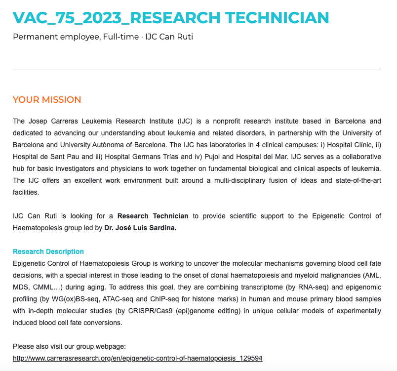 JoseL_Sardina's tweet photo. Last 3 days (till 15th July) to apply for this lab technician position and join our research group!! 👇👇👇 https://t.co/3kQ2KZLW4R