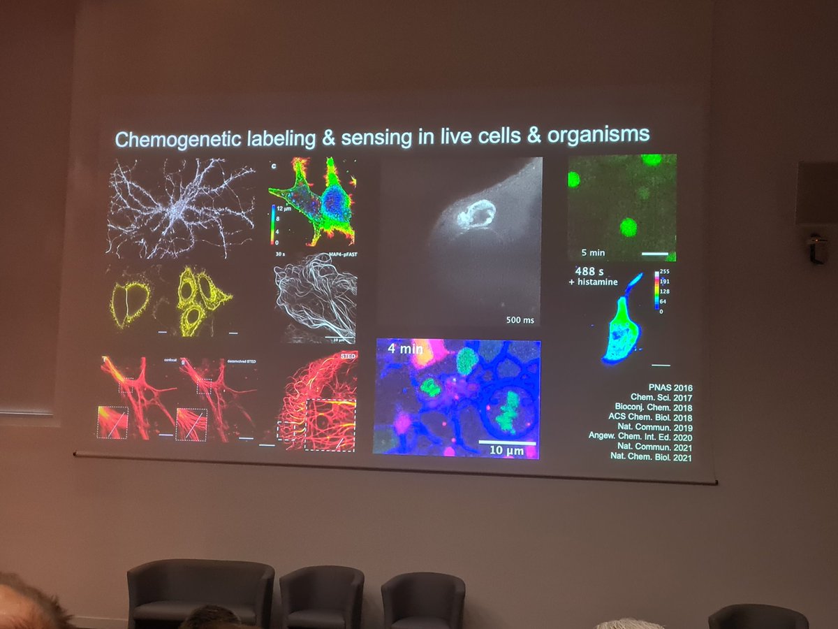imag_ic's tweet photo. Pour illustrer l'#interdisciplinarite du @GDR_ImaBio Arnaud Gautier @Sorbonne_Univ_ nous présente l'apport de la #chimie à la #microscopie de #fluorescence
#20ans https://t.co/oTISB2XTth