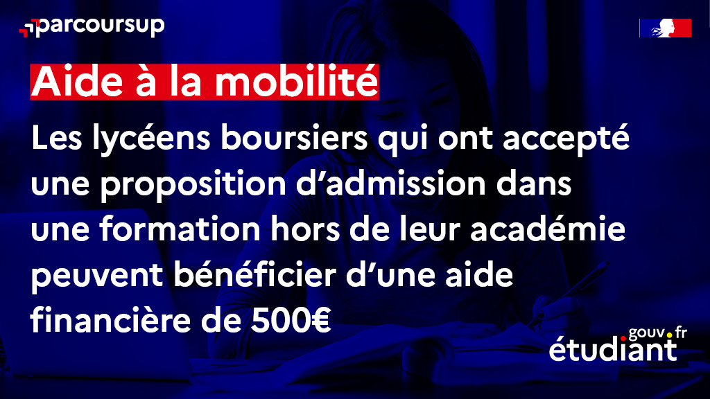 🧳 Vous êtes lycéen boursier et vous avez accepté une proposition d'admission en dehors de votre académie de résidence ?

👍 L'aide à la mobilité #Parcoursup de 500€ vous aide à préparer votre rentrée !

Faire sa demande👉 amp.etudiant.gouv.fr

<a href="/etudiantgouv/">Etudiant.gouv</a> <a href="/Cnous_LesCrous/">Les Crous</a>