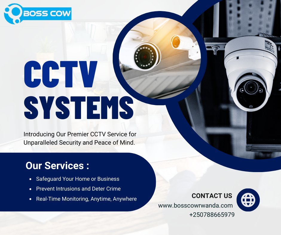 BossCowRwanda's tweet photo. #BossCow offers CCTV services for homes 🏡 across #Rwanda. 🇷🇼 Our systems are designed to 🛡️ deter burglaries 🥷 &amp; protect your property. We offer a variety of camera options and recording solutions🎯to fit your needs. Contact us today to learn more! 🔐

#CCTV #Security #Burglary https://t.co/MOjbPcnUu0