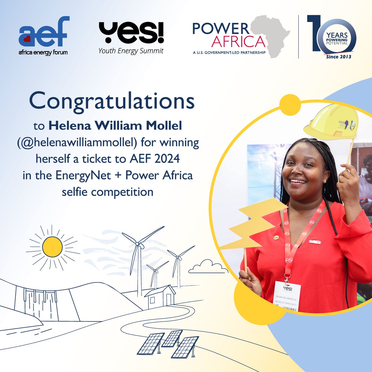 EnergyNet_Ltd's tweet image. 📢 Big News!💎 We are thrilled to unveil the WINNER of @PowerAfricaUS and the #EnergyNet selfie competition 🤳
Congratulations to Helena William Mollel for capturing a mesmerizing moment from #aef23 &amp;amp; #PowerAfricaAt10 celebrations in #Kenya!
#aef24 #Egypt #Africa #powerafrica