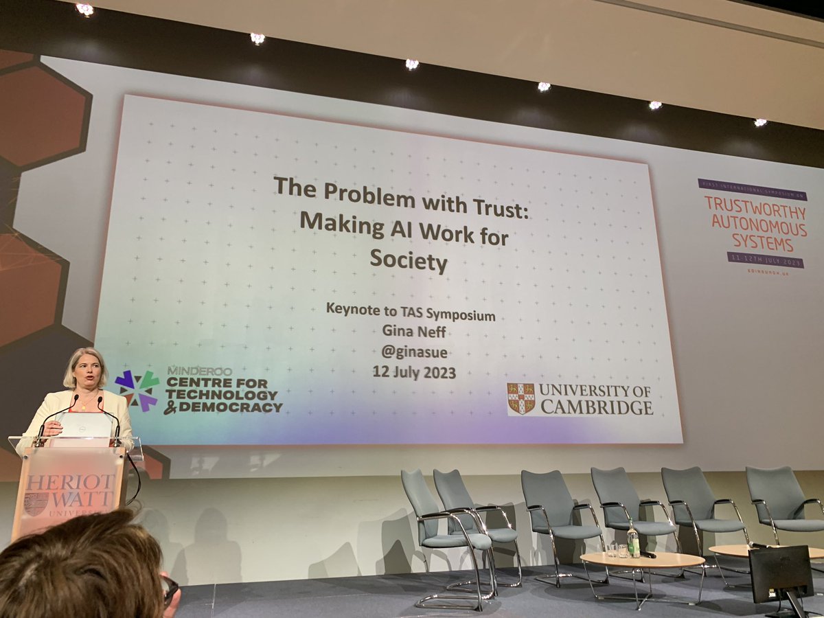 Professor Gina Neff <a href="/ginasue/">Prof Gina Neff</a> kicking off her keynote on day 2 of #tas23