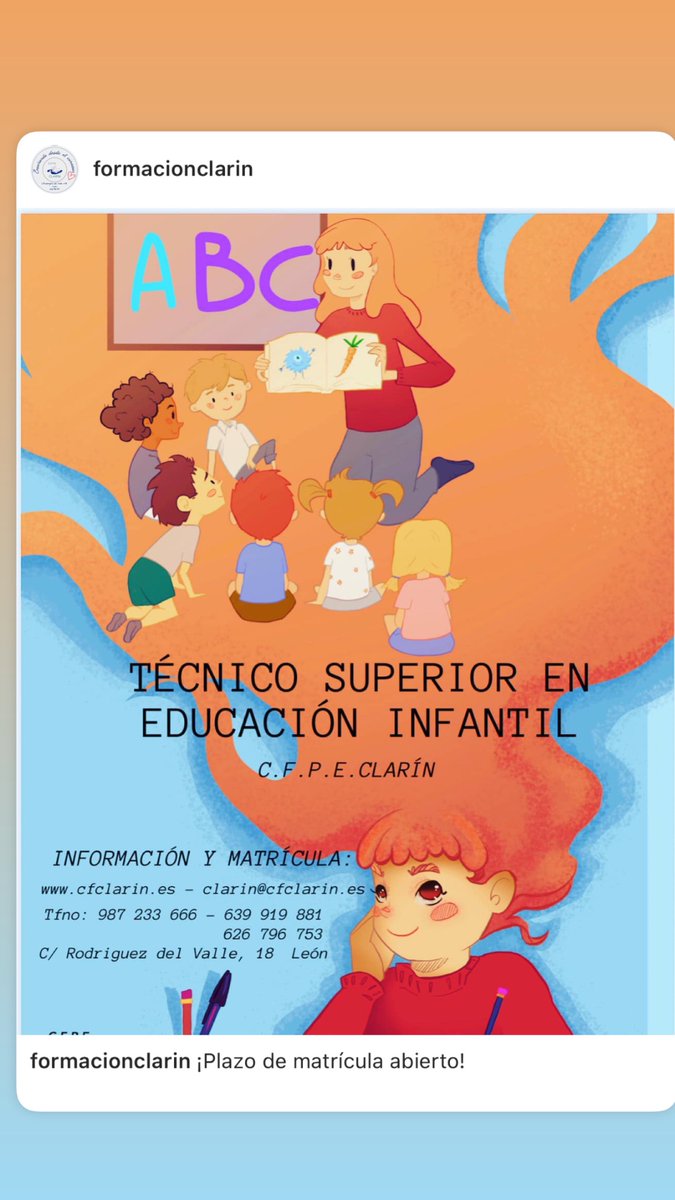 PLAZO DE MATRICULA ABIERTO📚🥳
No te quedes sin tu plaza