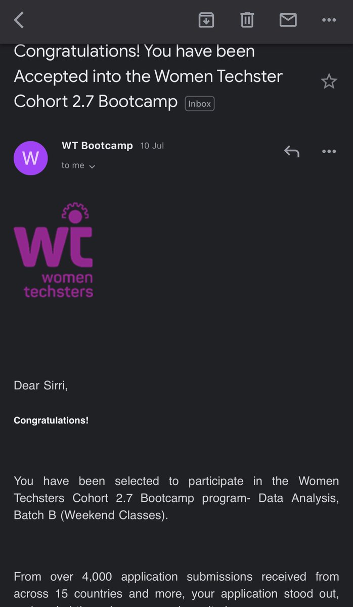 gorgeous_sirri's tweet photo. Yayyy🥳 I’ve been accepted into the Women Techster Bootcamp. Can’t wait to start this journey 🎉🎊Thank you @Tech4DevHQ ❤️#WTBootcampCohort2.7 #Microsoft #FintechEgypt #DataAnalytics https://t.co/szme3fw5Qy