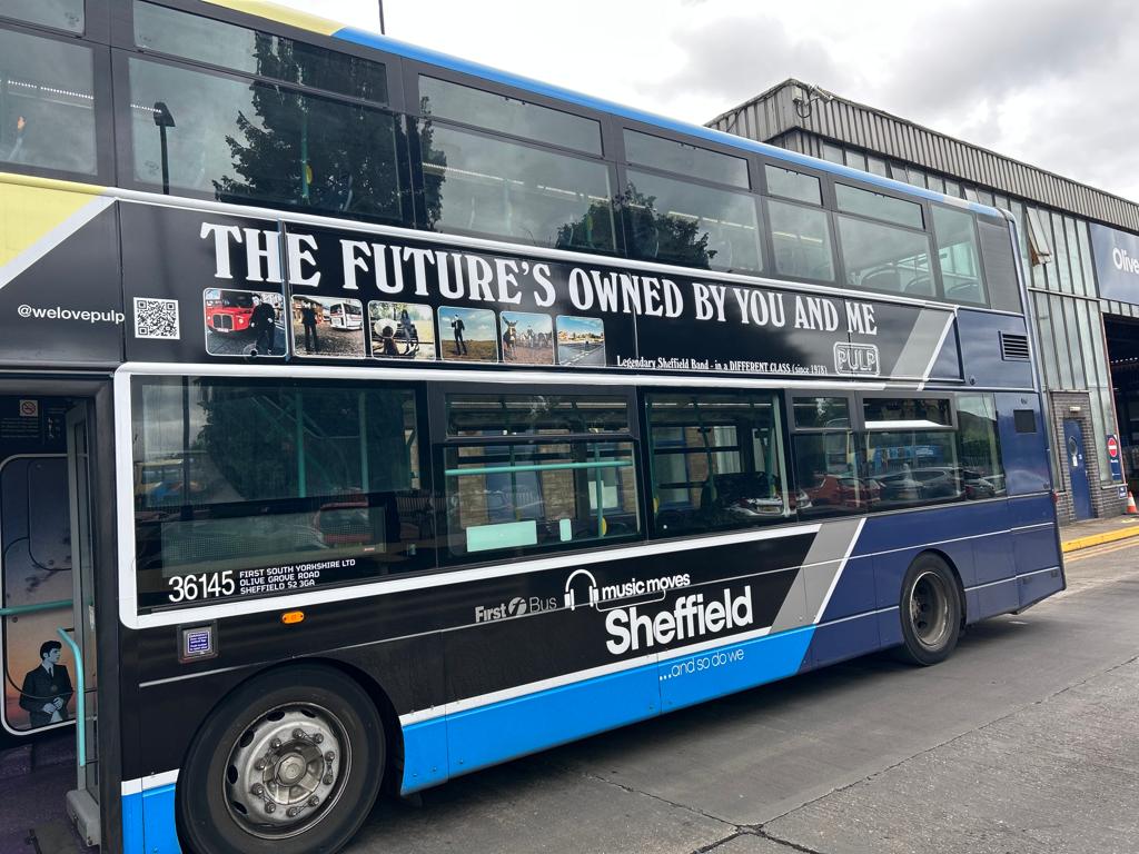 There's first class, there's second class, and there's Different Class. The Pulp Bus, courtesy of @FirstSouthYorks will be serving Sheffield bus routes soon. See instagram.com/sheffields_wal… for a chance to win a ride to <a href="/SheffieldArena/">Utilita Arena Sheffield 💙</a> this Friday!