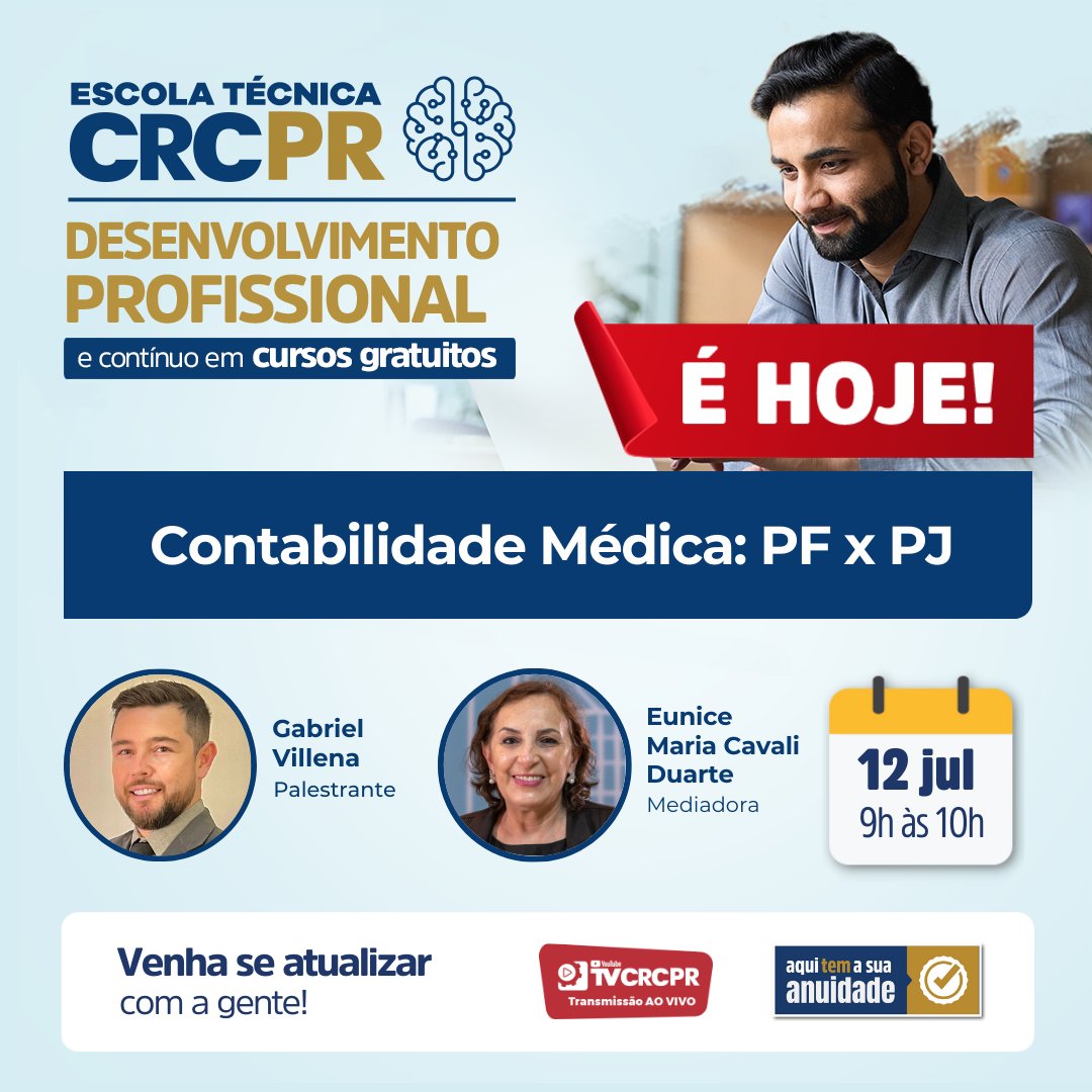 crc_parana's tweet image. 📣 É HOJE! 🎉 Não perca o episódio da Escola Técnica CRCPR e aprenda mais sobre os diferentes sistemas de tributação para profissionais da saúde.

➡ HOJE, 9h 🕘
📺 TV CRCPR
✅ Inscrição e vídeo: linktr.ee/crc_parana

#CRCPR #Contabilidade #ContabilidadeMédica #Tributário