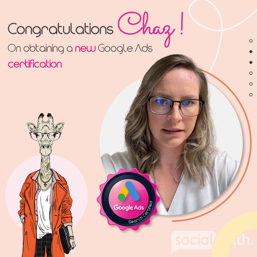 socialpathZA's tweet photo. Congratulations🎊 to our #GoogleExpert @Charlotte Wilhelm. Levelling up her Google Ads certification with a whopping 98%. 🎉We appreciate the talent we have in our corner❤️

#GoogleAdsCertificate #kudos
#GoogleCertificate #celebratedigitalexcellence
#SocialPath
#TeamMagic https://t.co/lDNVnzrady