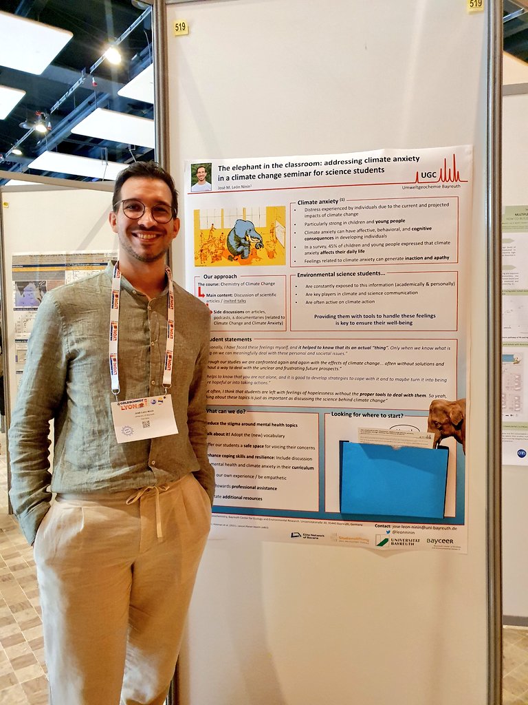 Climate change is real and so is climate anxiety, both for us and for our environmental science students! Drop by and let's have a chat at poster 519! #Goldschmidt2023