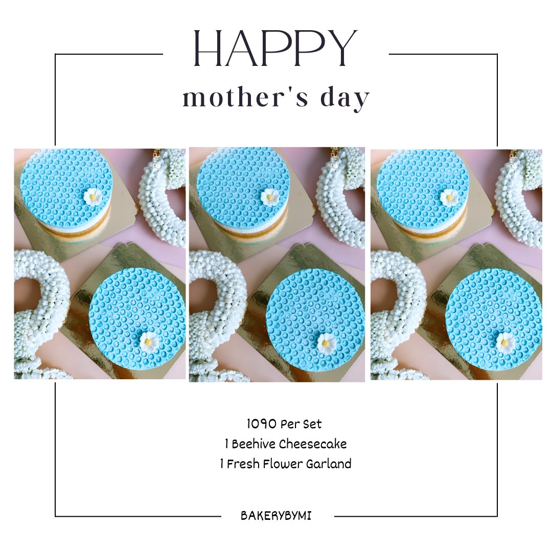 💙Happy Mother’ Day 2023💙
สั่งจองเซ็ตของขวัญสุดพิเศษสำหรับวันแม่ปีนี้ได้แล้ว
🧀Beehive Cheesecake มาพร้อมทั้งพวงมาลัยดอกไม้สดที่สวยงาม🌸
ในราคาเพียง 990-

สั่งหรือดูเมนูเพิ่มเติมได้ที่ 
Line : <a href="/bakerybymi/">bakerybymi</a> (with @)

#เค้กวันแม่ #ของขวัญวันแม่ #ของขวัญ #วันแม่ #อร่อย #อร่อยบอกต่อ