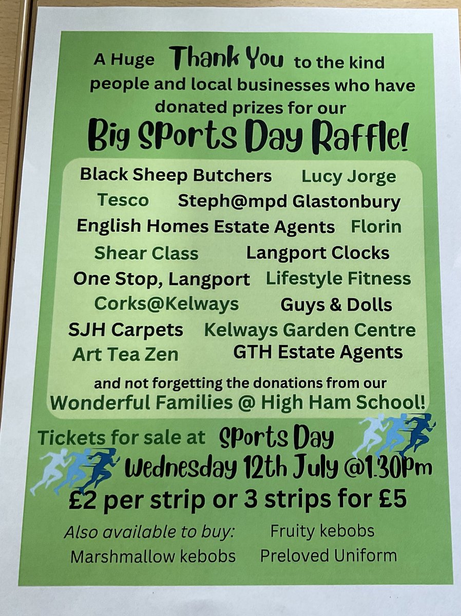 HighHamSchool's tweet image. Please support our PTA at our sports afternoon by bringing along some cash!
