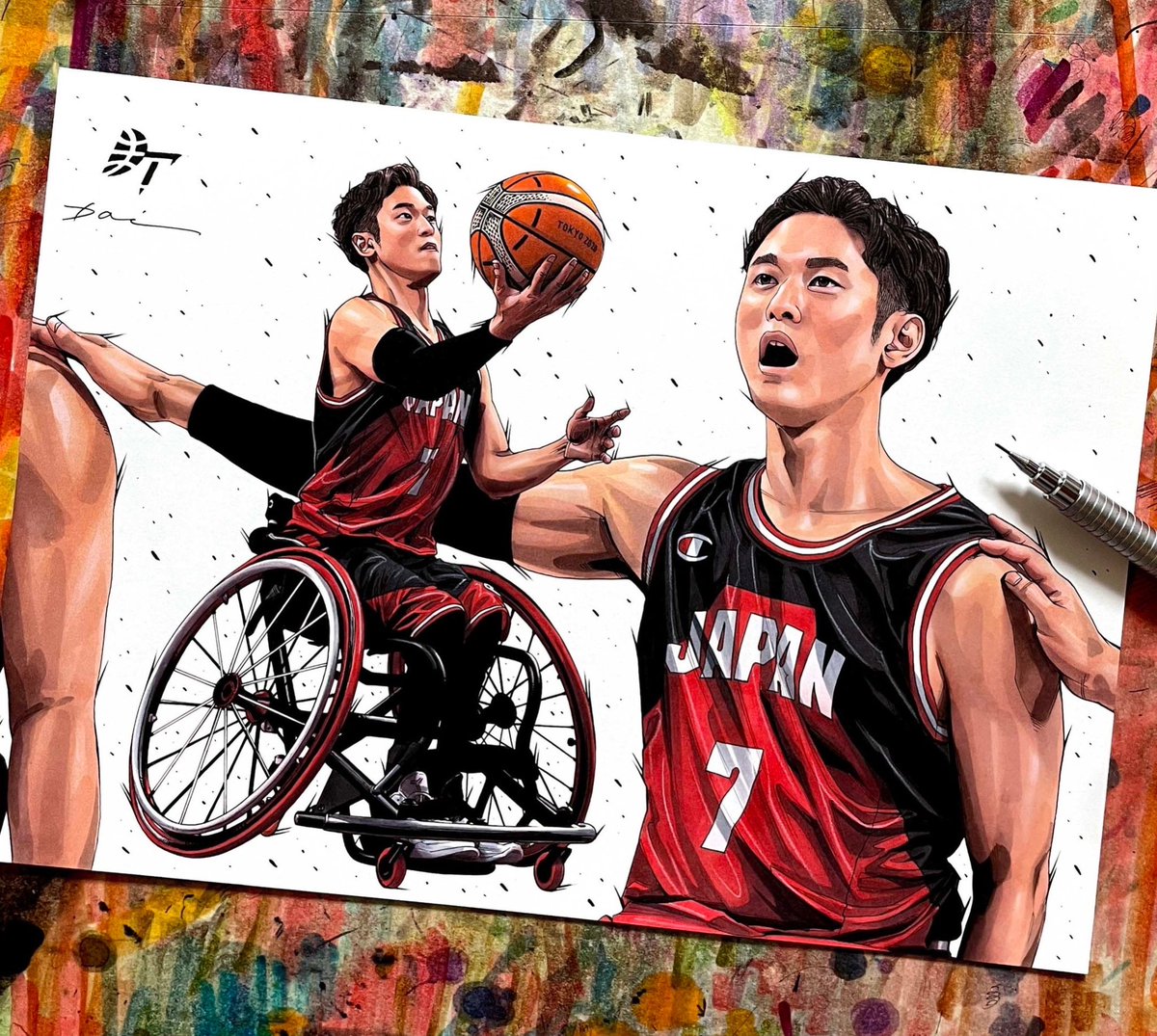 takuyafurusawa7's tweet photo. 世界で活躍するイラストレーターでアーティストであるDaiさんにご縁があり描いていただきました☺️
とても素敵な方で話している���あっという間に時間が過ぎてしまいます。たくさん刺激をもらいました!
#田村大
#daitamura
#イラストレーター
#art
#illustration https://t.co/4q8qPYE2nu