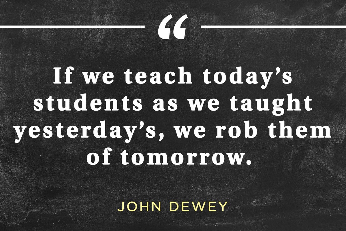 If we teach today's students as we taught yesterday's, we rob them
of tomorrow.
#education #teacher #leadership #sped #Autism #teachertwitter #twitteredu