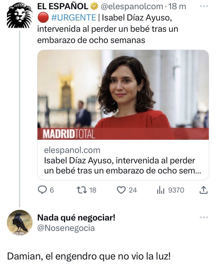 anairissimon's tweet photo. Ni tenéis vergüenza ni la conocéis. Utilizar lo más sagrado, los hijos, nacidos o no, para atacar al que piensa distinto es patológico. 

Todo mi apoyo a Isabel Díaz Ayuso en estos momentos difíciles y toda mi solidaridad por tener que lidiar encima con infraseres como estos. https://t.co/jmvW5PwxFe