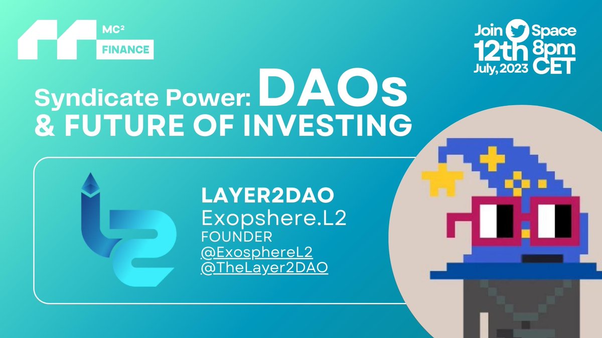𝐉𝐨𝐢𝐧 us today for an enlightening Twitter Space with:

<a href="/ExosphereL2/">Exosphere.L2</a>, a part of the founding team behind <a href="/TheLayer2DAO/">TheLayer2DAO</a>, a decentralized autonomous organization driving 𝙬𝙞𝙙𝙚𝙨𝙥𝙧𝙚𝙖𝙙 𝙖𝙙𝙤𝙥𝙩𝙞𝙤𝙣 of the 𝙇𝙖𝙮𝙚𝙧2 #Ethereum ecosystem.

<a href="/TheLayer2DAO/">TheLayer2DAO</a> are committed to