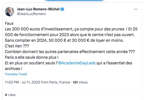 Un peu de clarté ne serait pas superflue En l’état le local dt il est question ne peut être loué à personne sans que la Ville ou son intermédiaire la RIVP n’entreprennent des travaux, que le futur locataire se nomme collectif
<a href="/LgbtqiArchives/">Centre d'archives LGBTQI+ Paris IDF</a>  ou Tartempion.
Il est abusif de 1/7
