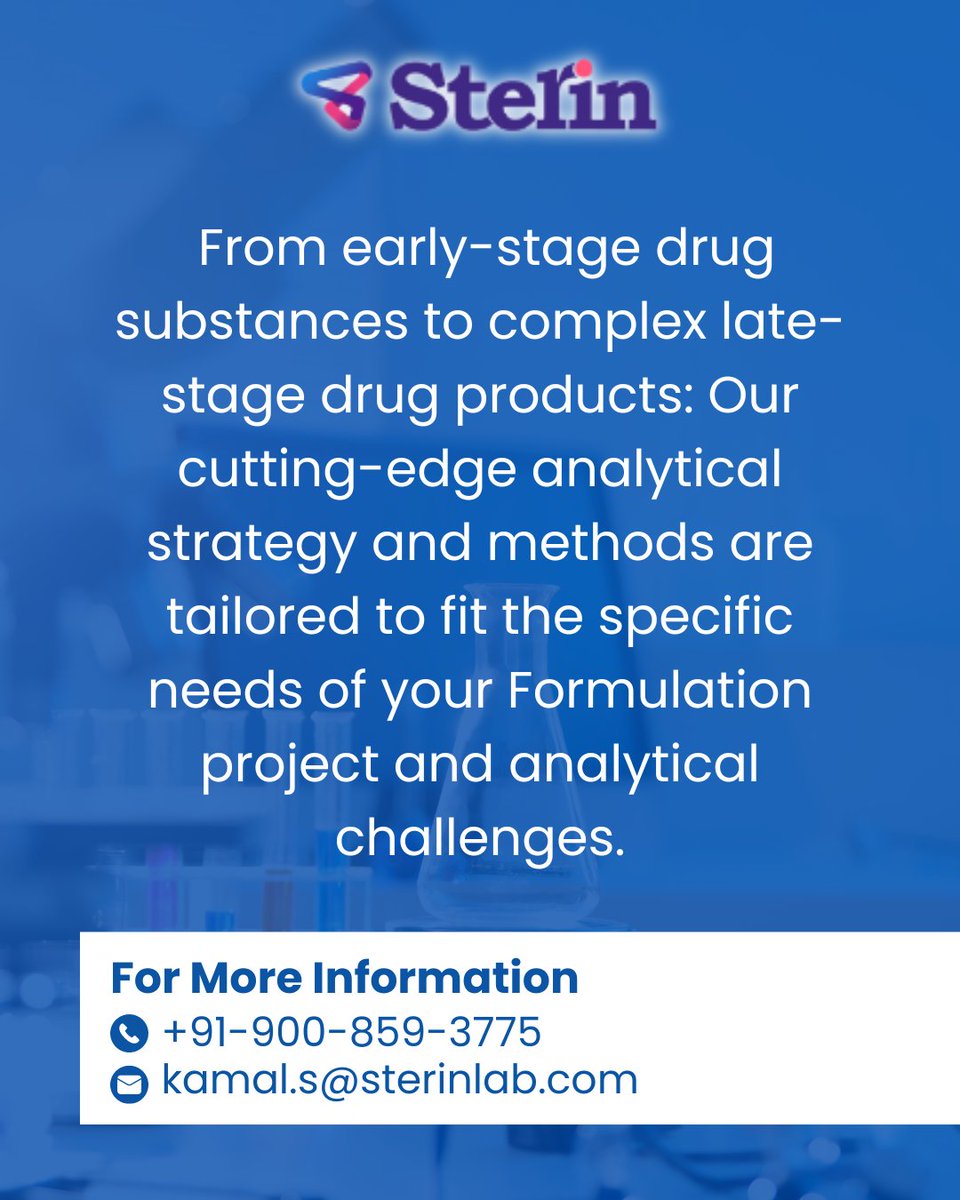 sterinlabs's tweet image. Leading the way in scientific expertise for injectable dosage formulation and 21CFR-compliant analysis of pharmaceutical samples
Visit: sterinlab.com
#PharmaceuticalScience #InjectableDosage #ComplianceStandards #PharmaceuticalAnalysis #ScientificExperts