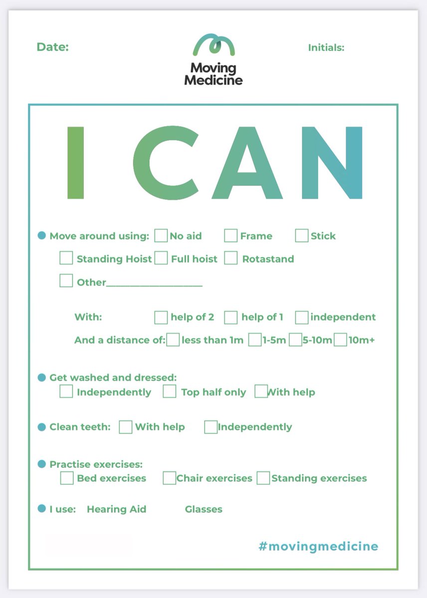 I love this “I can” board from @movingmedicine! Thank you to Lisa Hughes, advanced practitioner physiotherapist for frailty, for bringing this to our attention and sharing how you’ve used it with your patients. Such lovely patient feedback! #EndPJparalysis