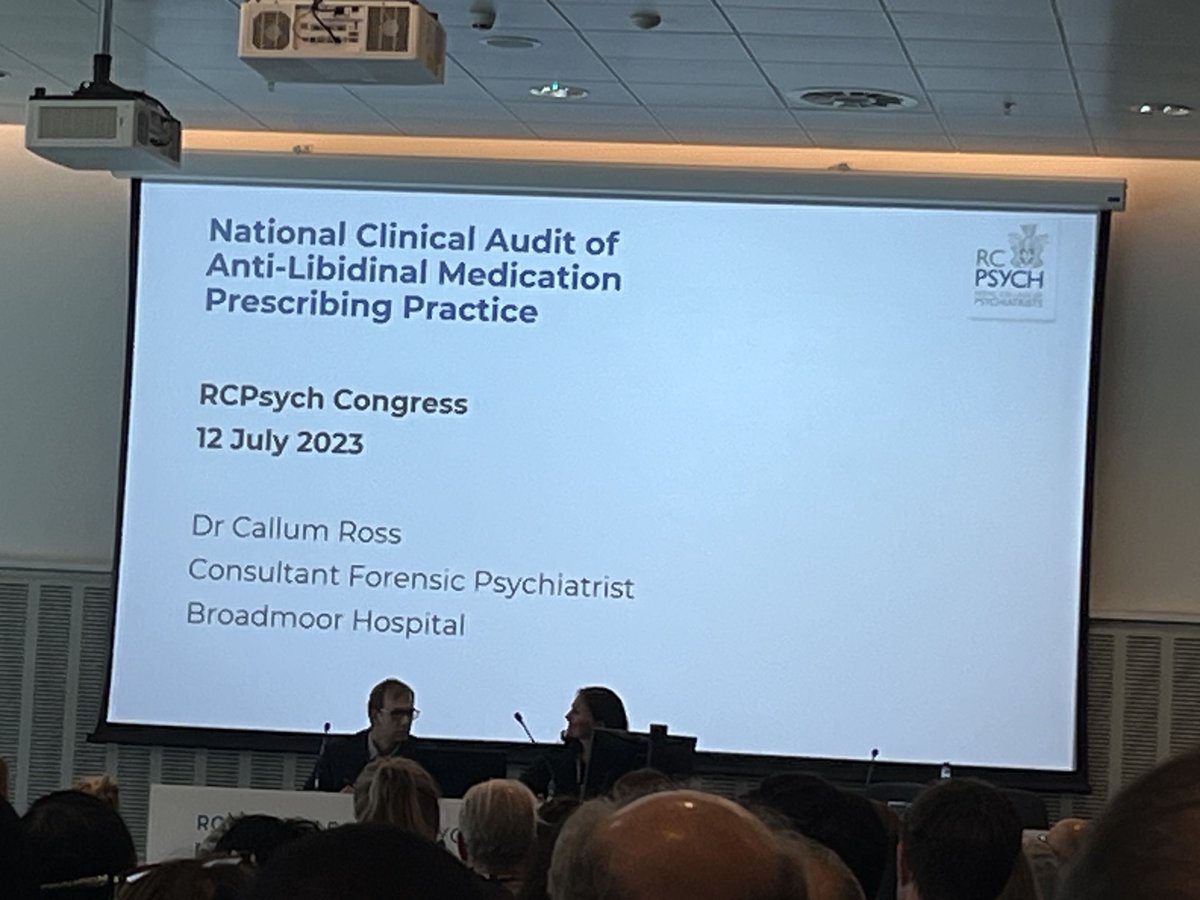 rcpsychForensic's tweet photo. @drcallumross reporting on national audit of anti-libidinals for hypersexuality in sex offenders. #Triptorelin (GnRH analogue) #CyproteroneAcetate @rcpsych https://t.co/kJowO1NGEu