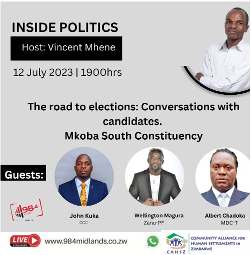If you’re in/around Gweru & Midlands province tune in tonight & interact with Mkoba South House of Assembly candidates debating, engaging & sharing their visions & plans on how they will address issues of relevance to the Constituency, province & local communities if/when elected