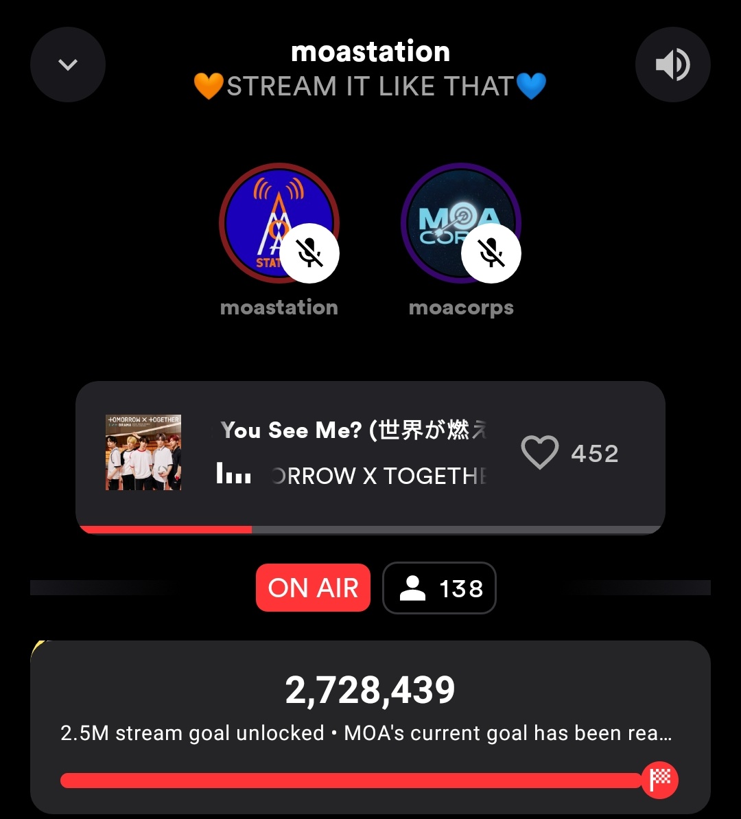 moa_station's tweet photo. 🚨|ON AIR
Host 🦁 is streaming for #TXT on @STATIONHEAD
🎯: #DoItLikeThat + #Hydrangea_Love + #TXT_Ring Unplugged
📻: https://t.co/nvMQ7SLKm1
LOOK WHO'S ACCOMPANYING US RIGHT NOW @MOACorps~🧡💙
#StreamItLikeThat #JonasBrothers
#TOMORROW_X_TOGETHER
@TXT_members @jonasbrothers https://t.co/g1Ph63XsfB
