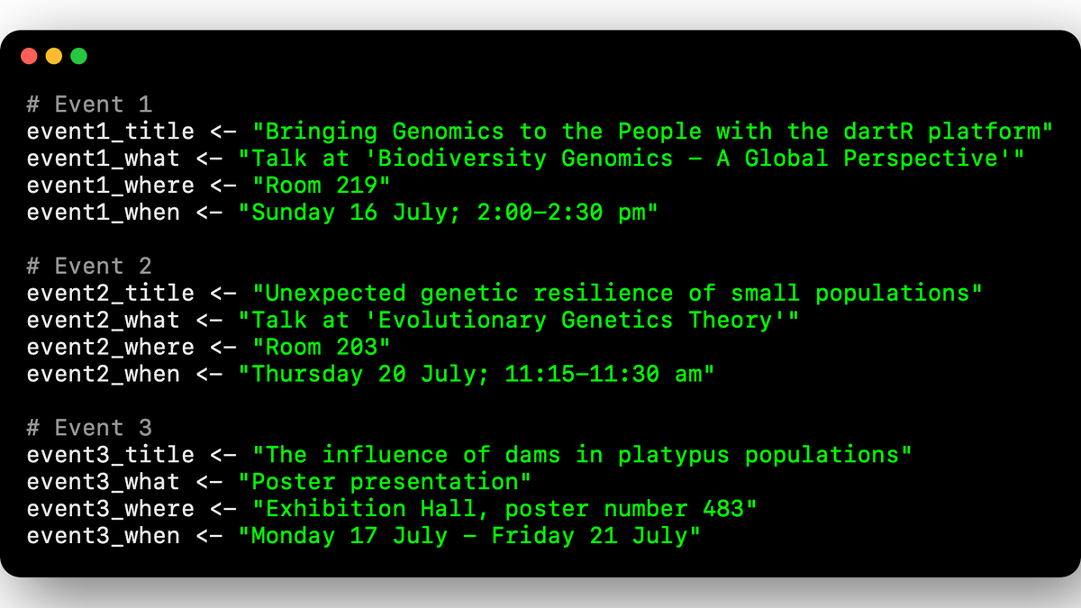 Here's the code you need to run if you want to see me present at the International Congress of Genetics #icg2023 @Diversityarrays @JaimeGongoraSyd @HolleleyClare @UC_CCEG @gelbgecko @Genetics2023 @ardynasios
