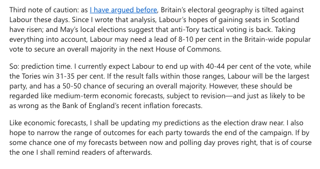 JohnRentoul's tweet photo. Peter Kellner still cautious on Labour's chances: 50-50 between largest party in hung parl &amp; majority https://t.co/oEYYnbcce3 https://t.co/eTaJHtoJA9