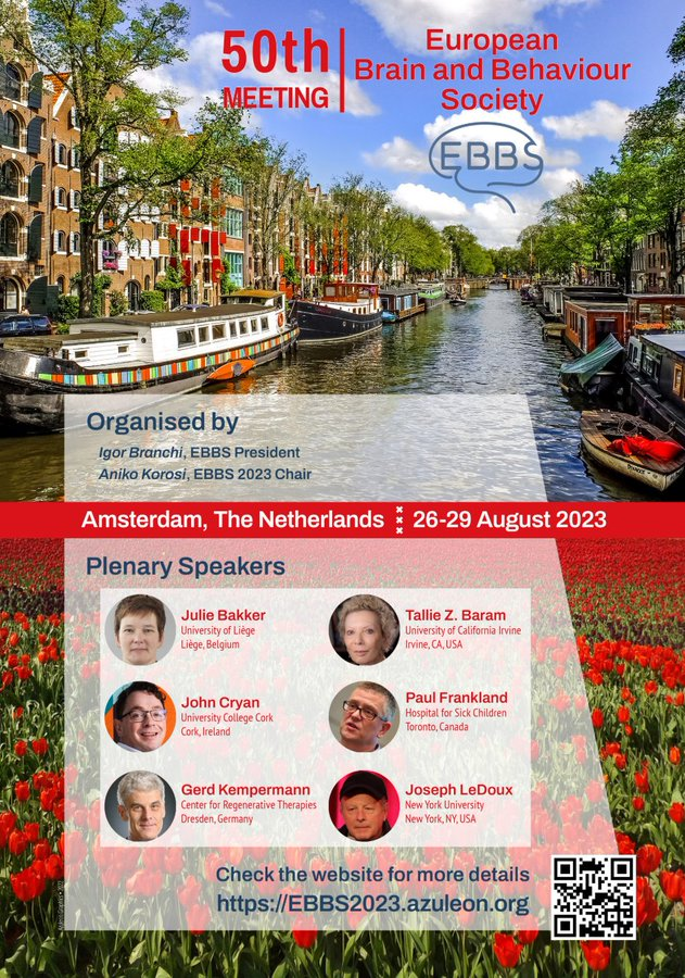 Only few days to register online for the 50th EBBS meeting in Amsterdam! 
Amazing keynotes and symposia!
For further info and registration: ebbs2023.azuleon.org/home