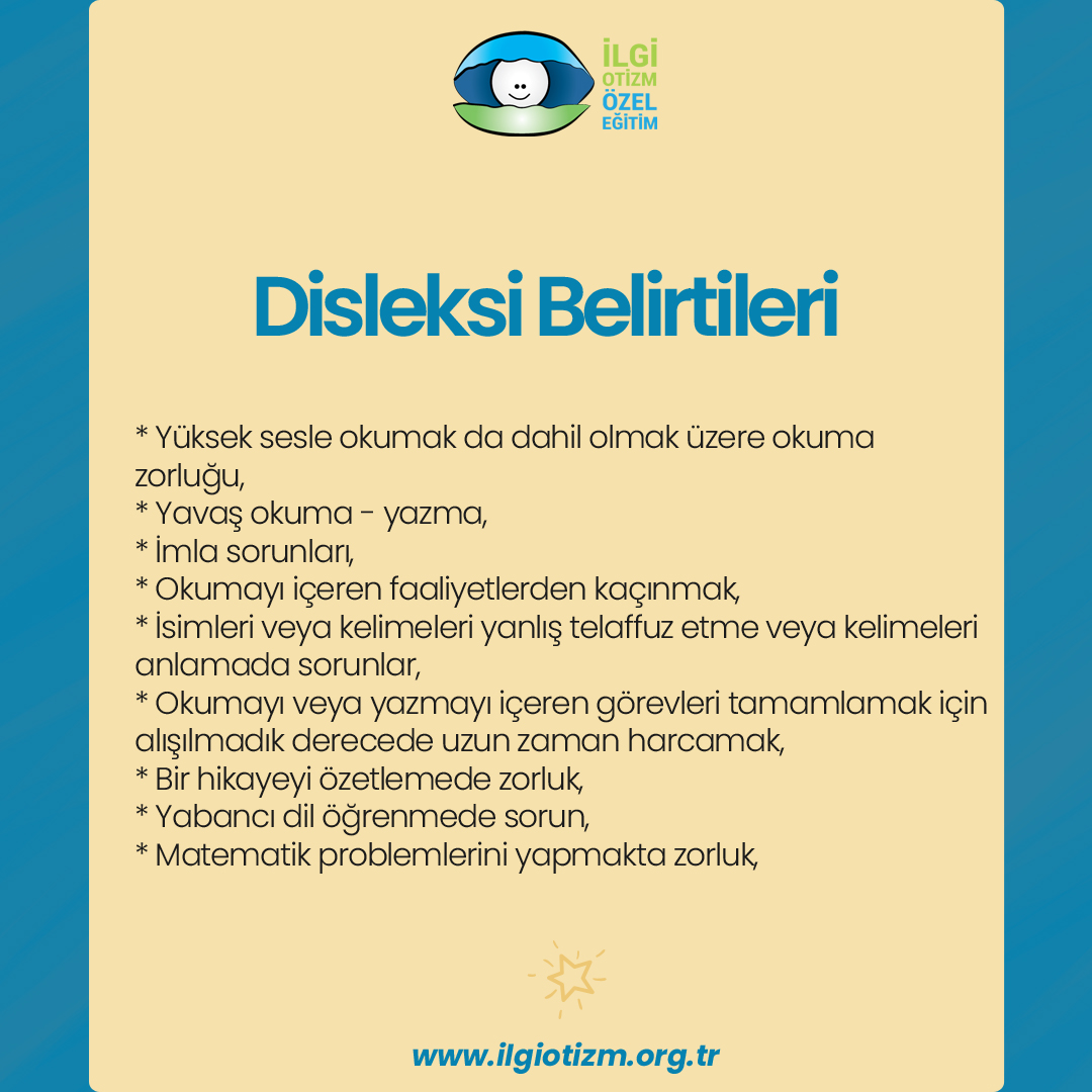 Ön görüşme ve öğrenci kabul için 0312 436 35 43 nolu telefonumuzu arayabilirsiniz.

#ilgiotizm #otizm #özeleğitim #eğitim #ankara #ilgiotizmderneği #austism #gelişimgeriliği #disleksi #dyslexia #öğrenmebozuklukları #özgülöğrenmegüçlüğü #öğrenmegüçlüğü #matematik