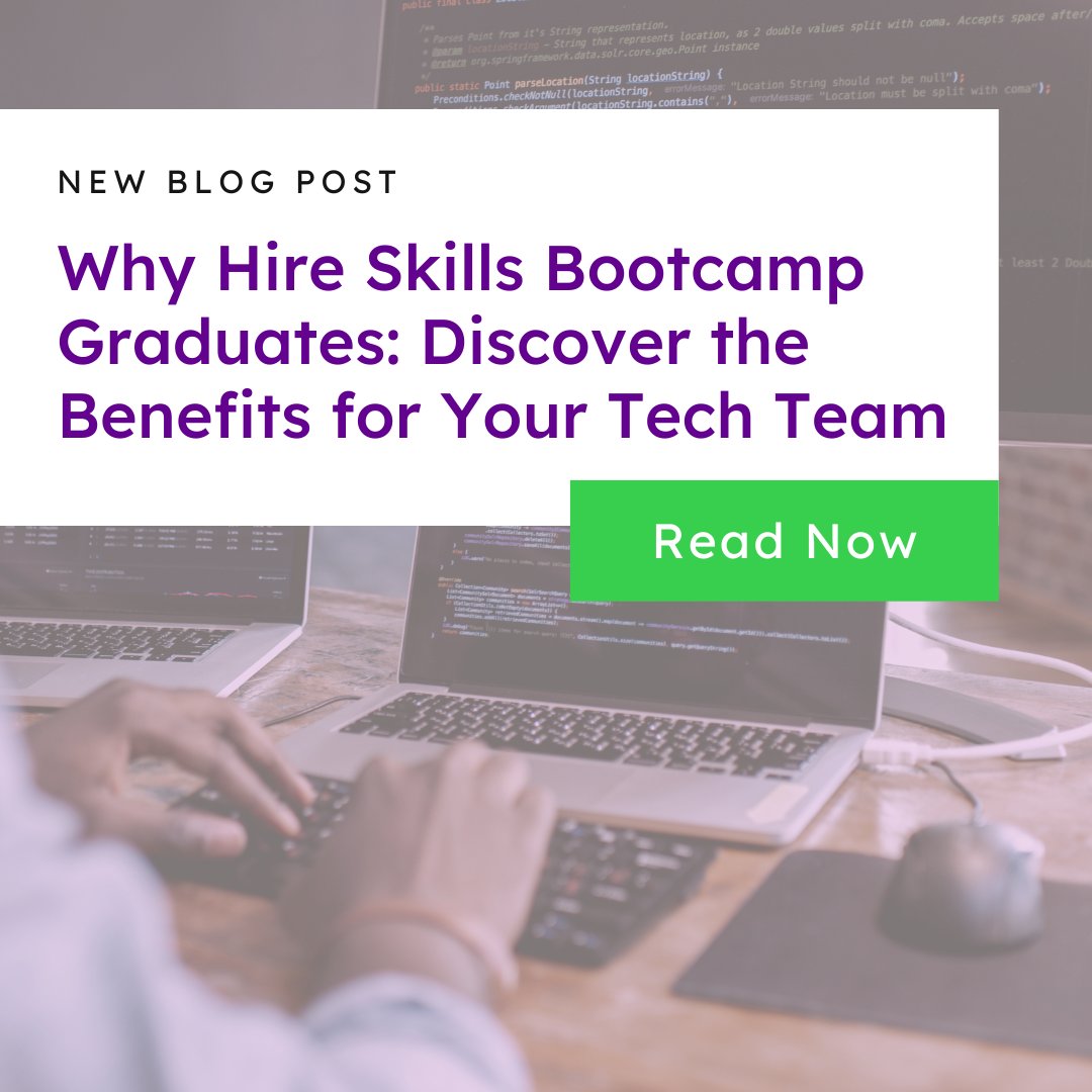 Struggling to recruit tech talent? Discover the benefits of hiring skills bootcamp graduates for your team! Read our latest blog: bit.ly/44ngcAg Get in touch with us now to unlock a pool of skilled professionals available at ZERO cost to you! #techhiring #PurpleBeard