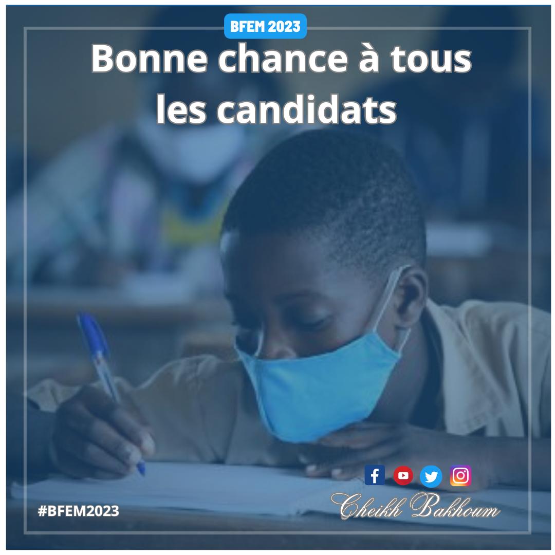 CheikhBakhoum's tweet photo. A tous les candidats au #BFEM, plein succès dans les épreuves qui démarrent ce jour. https://t.co/zQA9MYu0tR