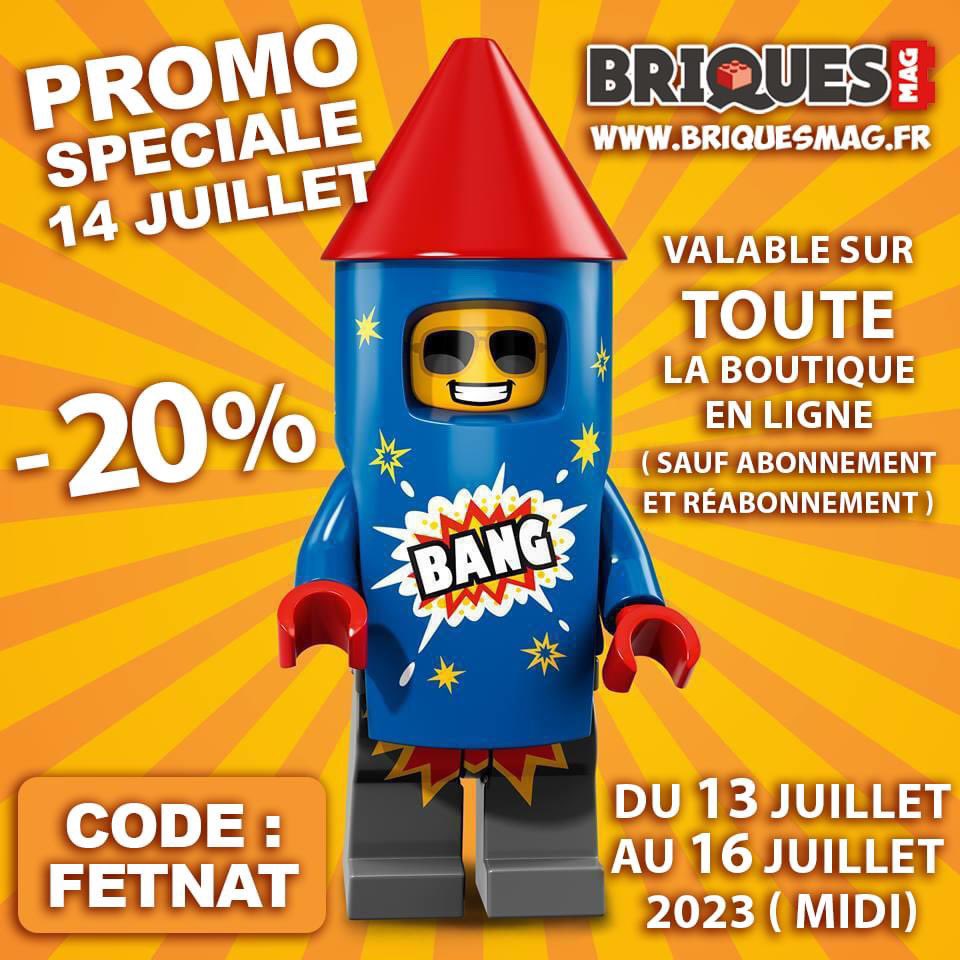Promo de l'été :  Moins 20% sur TOUTE la boutique en ligne du 13 au 16 juillet 2023 ( midi ) sur briquesmag.fr
#lego #BRIQUESMAG #promo