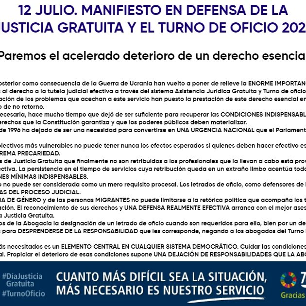 📄Lectura del manifiesto en defensa de la justicia gratuita y del turno de oficio.

#JusticiaGratuita #TurnoOficio