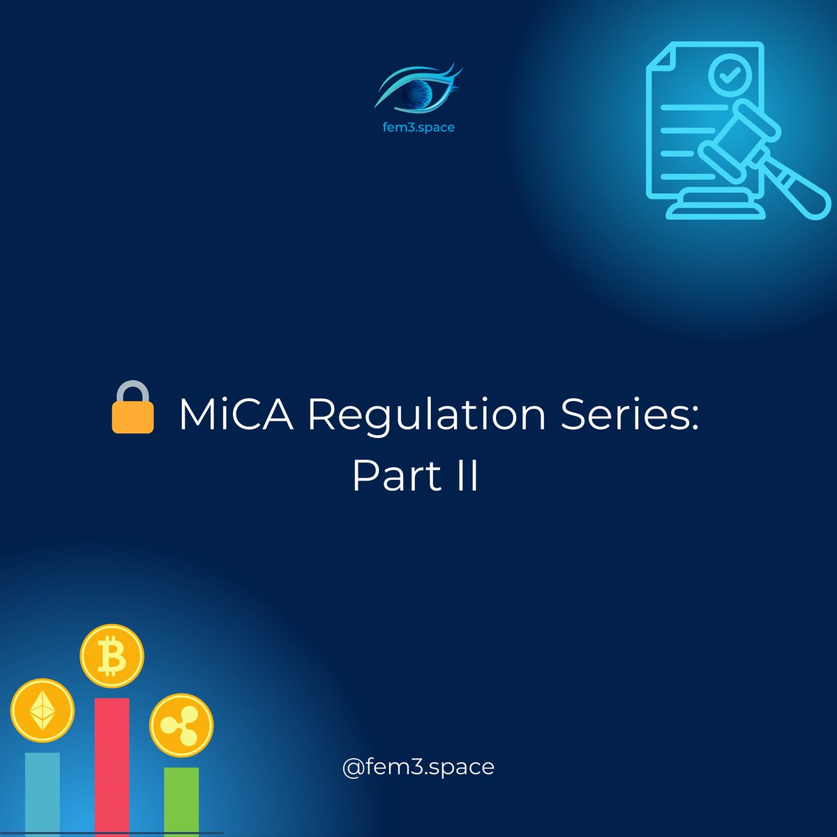 1/7
Let's unlock the immense potential of digital currencies while ensuring a safer and more regulated future, by learning with the MiCA legal series, powered by fem3.space.

Today - Part II ⬇️

#EURegulation #CryptoAdvancements #SafeAndSecureJourney