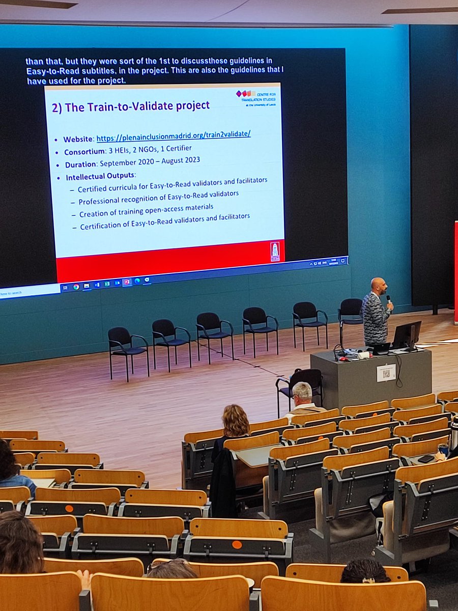 ToValidate's tweet image. Last week, Carlo Eugeni took part in the #media4all10 Conference 
👉Carlo tries to show how people with reading difficulties participate as agents in the production of audiovisual material subtitled in E2R and introduce T2V #ErasmusPlus project
More info: uantwerpen.be/en/conferences…