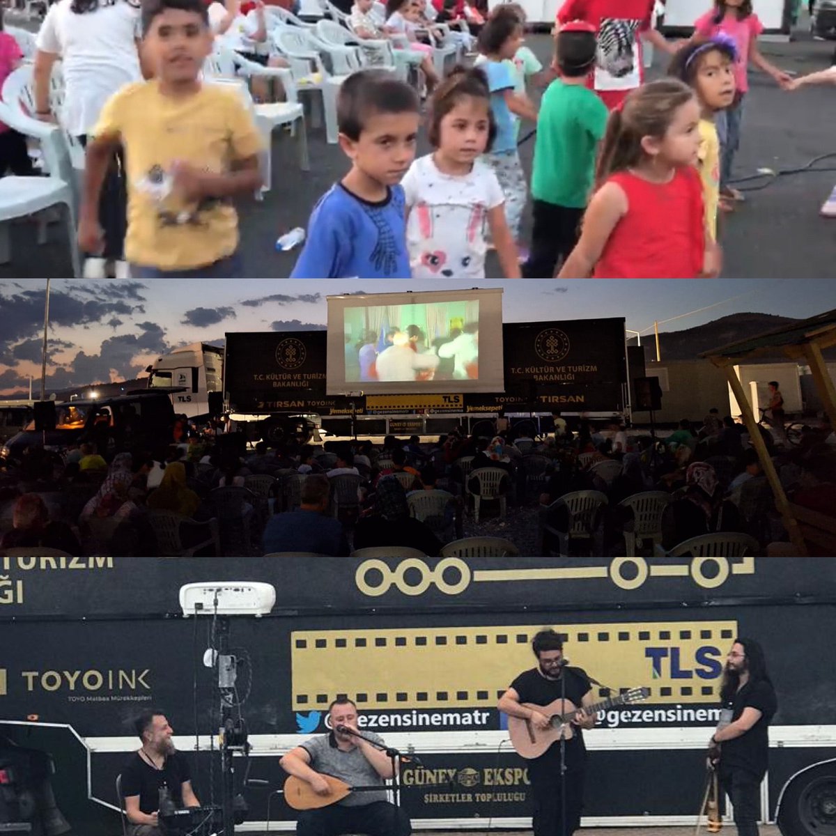 ADKulturTurizm's tweet photo. Bakanlığımızın Gezen Sinema Tırı her gün bir konteyner kentte depremzede çocuklarımız,gençlerimiz ve ailelerimizle bir araya gelmeye devam ediyor

K-1,K-14,K-17,K-19 konteyner kentlerimizde Gezen Sinema ekibimizin coşkusu deprem sonrası sosyal hayatı bir nebzede olsa renklendirdi https://t.co/biCh1IE2Wo