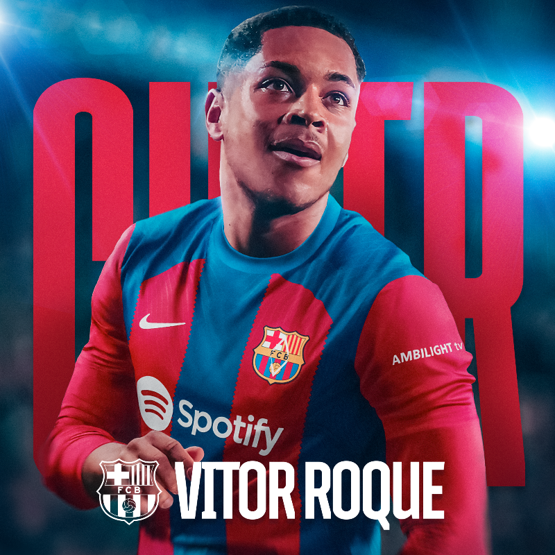 FCBarcelona_es's tweet photo. 𝗩𝗜𝗧𝗢𝗥 𝗥𝗢𝗤𝗨𝗘. 𝗡𝗨𝗘𝗩𝗢 𝗝𝗨𝗚𝗔𝗗𝗢𝗥 𝗗𝗘𝗟 𝗕𝗔𝗥𝗖̧𝗔 🇧🇷