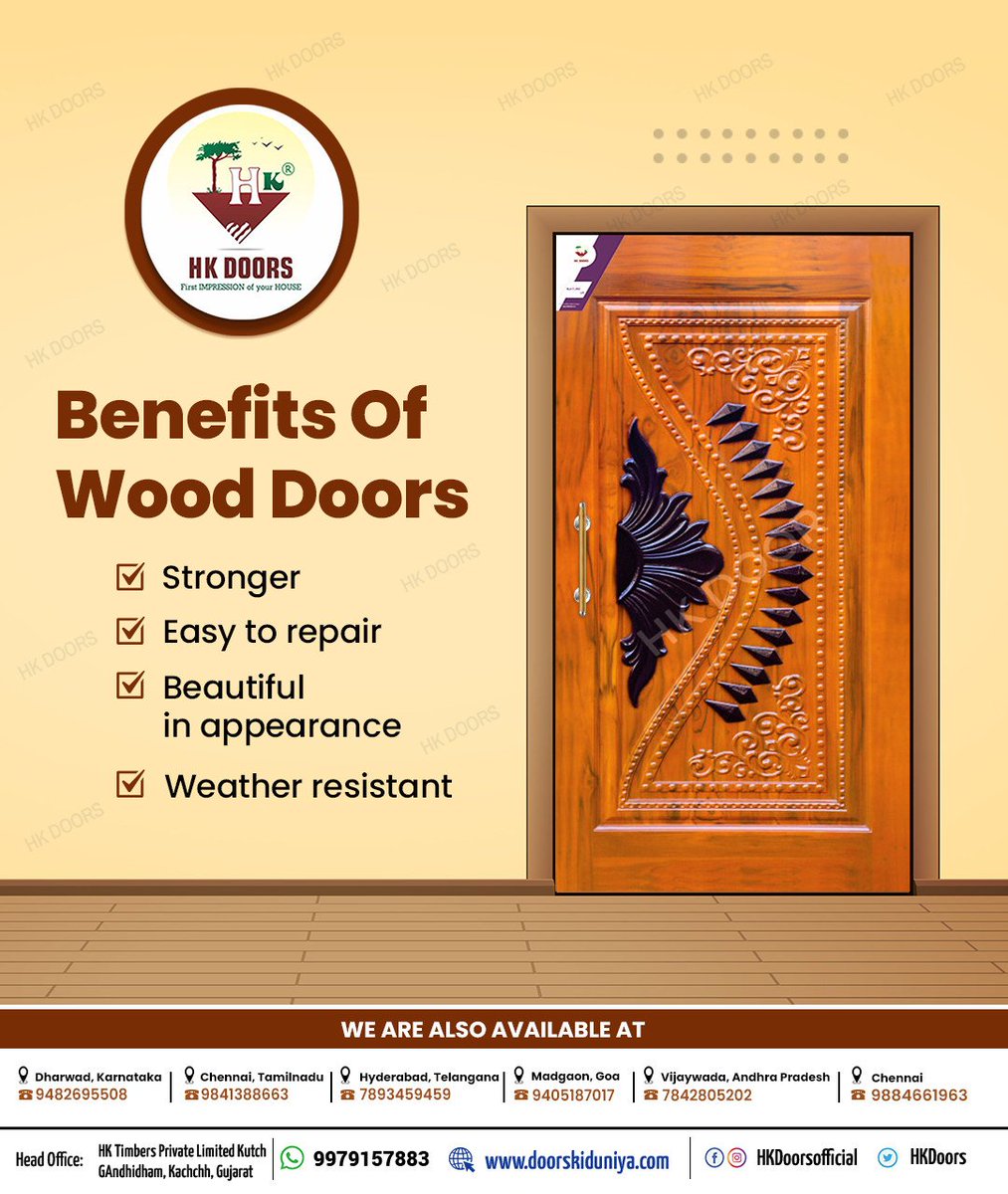 HkDoors's tweet photo. HK Doors choose the best quality of wood to create world class doors.

No other material can give the finish of wood!!!

choose perfect doors for your beautiful home with one &amp; only HK Doors.

We are available at:

GUJRAT | KARNATAKA | CHENNAI | HYDERABAD | GOA | ANDHRAPRADESH https://t.co/fY1HPTjIbA